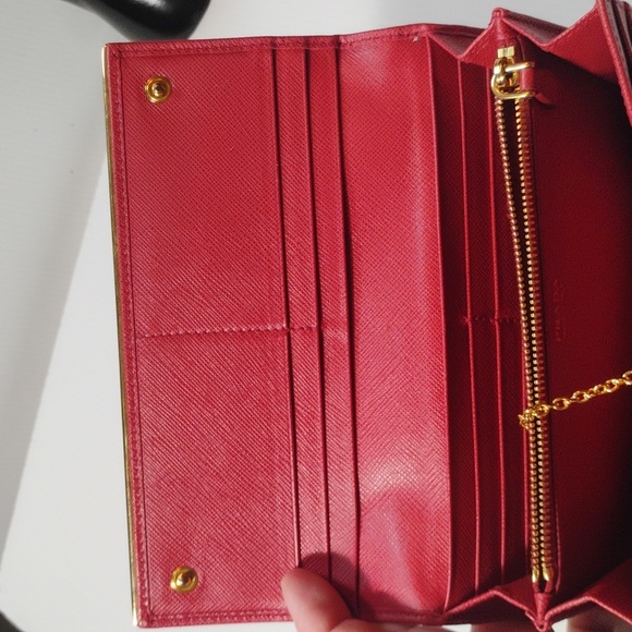 Prada Saffiano Leather Metal Bar Flap Continental Wallet W/Cardholder - Picture 8 of 13